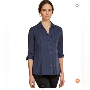 Isabella Oliver Three fourth sleeves Maternity Top-blue